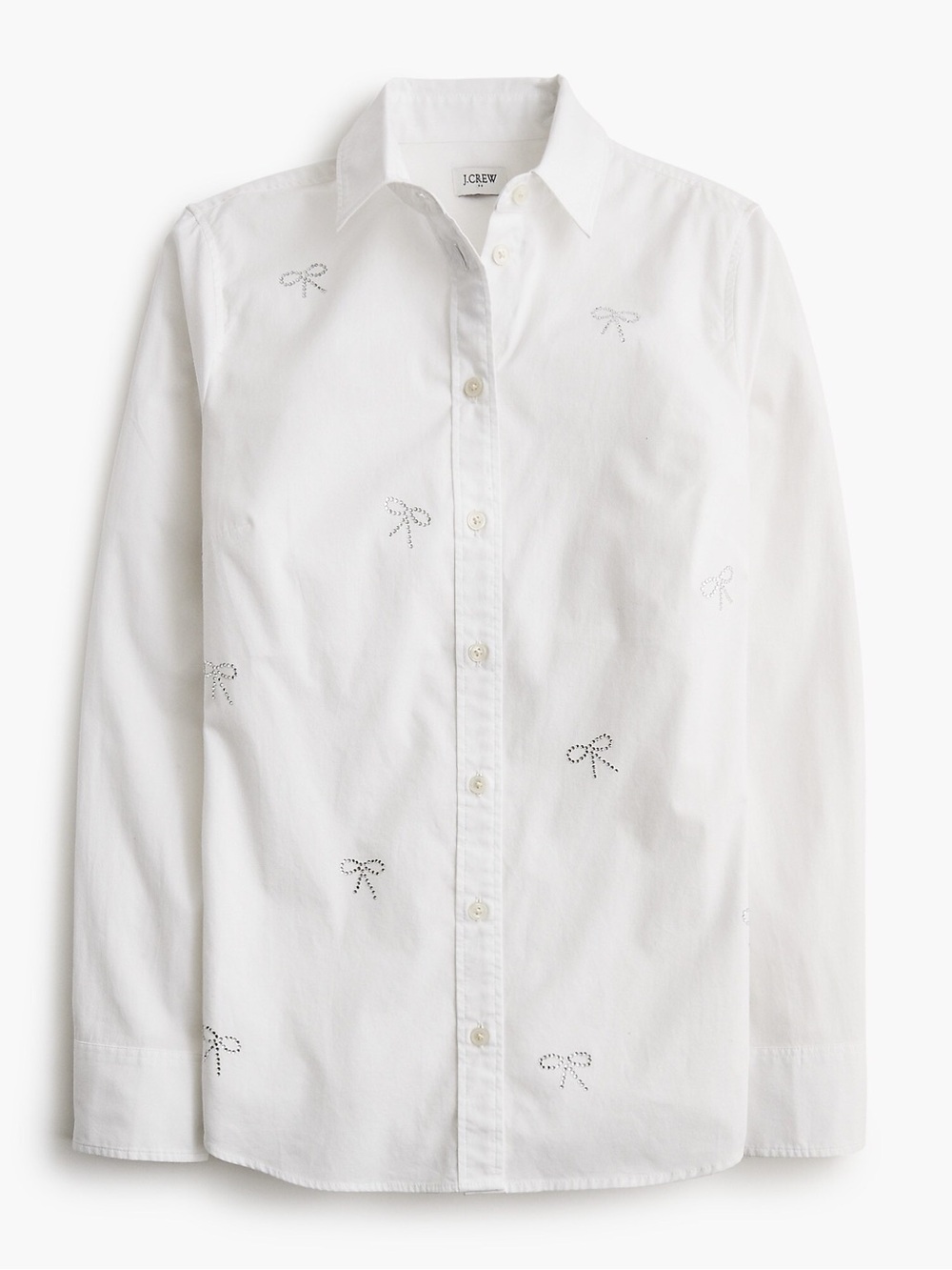 NWT! J. Crew Jeweled-bow button-up shirt White Size XXS 6220